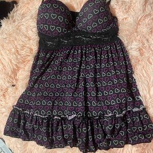 Black and purple Heart Patterned babydoll top